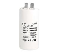 sourcing map CBB60 Condensateur de course 40 uF 450 V AC double insert 50/60 Hz cylindre 94 x 45 mm blanc pour compresseur d'air moteur pompe à eau