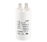 sourcing map CBB60 Condensateur Fonctionnement 12uF 450V AC Double Insert 50/60Hz Cylindre 70x35mm Blanc pour Moteur Pompe à Eau Compresseur Air