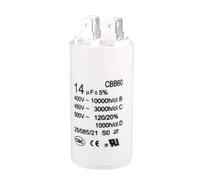sourcing map CBB60 Condensateur Fonctionnement 14uF 450V AC Double Insert 50/60Hz Cylindre 70x35mm Blanc pour Moteur Pompe à Eau Compresseur Air