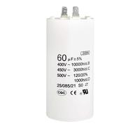 sourcing map CBB60 Condensateur Fonctionnement 60uF 450V AC Double Insert 50/60Hz Cylindre 94x49mm Blanc pour Moteur Pompe à Eau Compresseur Air