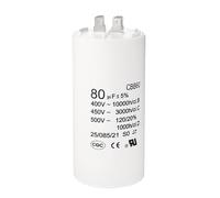 sourcing map CBB60 Condensateur Fonctionnement 80uF 450V AC Double Insert 50/60Hz Cylindre 122x49mm Blanc pour Moteur Pompe à Eau Compresseur Air