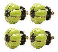 sourcing map Céramique Vintage Bouton Tiroir Commode Citrouille Poignée Garde-robe 4pcs Vert