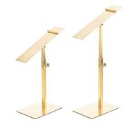 sourcing map Chaussure Affichage Support 2 Paquet Réglable Hauteur Chaussure Risers Métal Comptoir Chaussure Étagère Support pour Maison Détail Magasin Fournitures - Or