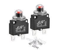sourcing map Circuit Surcharge Protecteur Trousse 3A AC125/250V DC32V Appuyer Bouton Thermique Circuit Disjoncteur avec Ensemble capuchons imperméables 2