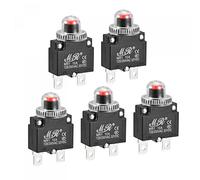 sourcing map Circuit Surcharge Protection 10A AC125/250V DC32V Bouton-poussoir Thérmique Coupe-circuit pour Air Compresseur avec Imperméable Capuchons 5pcs