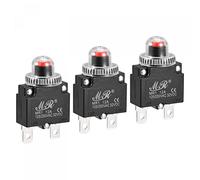 sourcing map Circuit Surcharge Protection 12A AC125/250V DC32V Bouton-poussoir Thérmique Coupe-circuit pour Air Compresseur avec Imperméable Capuchons 3pcs