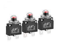sourcing map Circuit Surcharge Protection 3A AC125/250V DC32V Bouton-poussoir Thérmique Coupe-circuit pour Air Compresseur avec Imperméable Capuchons 3pcs