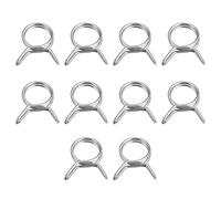 sourcing map Collier Serrage Tuyau Double Fil Ressort, 20pcs 304 Acier Inox 10mm Apte Interne Diamètre 11mm-11.4mm OD Tuyau Carburant Conduite Silicone Tube Ressort Clips