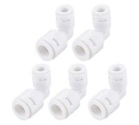 sourcing map Connecteur Rapide L Type 1/4" à 3/8" Clippé Coude Connexion Raccord Cloisons pour Purificateur Eau 35x30mm Blanc 5Pcs