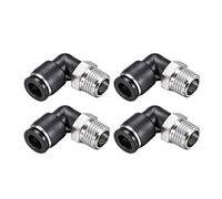 sourcing map Connexion à Pression Tube Raccord Mâle Coude 8mm Tube OD x 1/4 NPT Filetage Pneumatique Air Pousser Verrouillage Raccord 4Pcs