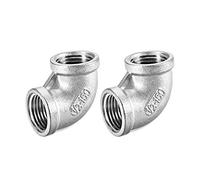 sourcing map Coude Inox Acier 304 Coulé Raccord Tube 90 Degré 1/2 BSPT Femelle x 1/2 BSPT Femelle Filetage 2Pcs