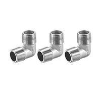 sourcing map Coude Inox Acier 304 Coulé Raccord Tube 90 Degré 3/8 BSPT Mâle x 3/8 BSPT Mâle Filetage 3Pcs