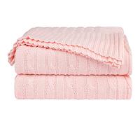 sourcing map Couverture Plaid Lit pour Canapé en 100% Coton Tricoté Doux Légère Rose Throw (50" *60")
