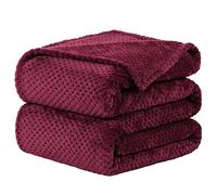 sourcing map Couverture Plaid Polaire Lit pour Canapé en Molleton Flanelle Microfibre Maille Peluche 330gsm Solide Légère Doux Chaude Bourgogne Full/Queen(78"*90")