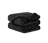 sourcing map Couverture polaire en flanelle - Microfibre douce et chaude - 330 g/m² - Couverture décorative et solide pour lit - Noir - 75 x 100 cm