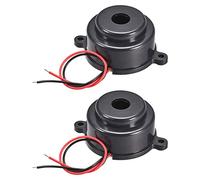 sourcing map DC 12V Actif Piezo Avertisseur Sonore Industriel Maison 105dB Mini Avertisseur Sonore Électronique Didi Alarme Sonnerie Son Diamètre 37mm avec Fils 2Pcs