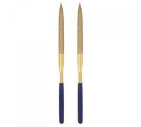 sourcing map Diamant Aiguille Limes, 5mm x 180mm Titane Revêtu Demi Rond Limes Main Outil avec TPU Poignée pour Métal Pierre Bois 2pcs