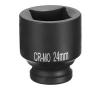 sourcing map Douille carrée à 4 pans 1,3 cm 24 mm CR-MO noircissement | Douille à choc carrée, douilles de roue standard, outil à douille pneumatique pour réparation automatique
