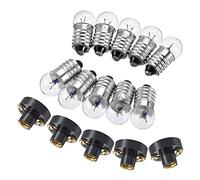 sourcing map E10 Lampe Douilles Ensemble 2.5V Ampoule Support Vis Base avec E10 Ampoule Plastique Cuivre Noir 15 Paquet Total