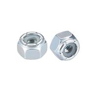 sourcing map écrou de Blocage écrou Autobloquant 8#-32 Nylon Insert Hexagonal Acier carbone Blanc zingué 50Pcs
