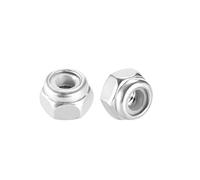 sourcing map écrou de Blocage écrou Autobloquant M2.5 x 0.45mm Nylon Insert Hexagonal 304 Acier Inox Finition unie 50Pcs