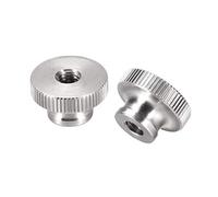 sourcing map écrous Moleté M6 Rond Boutons avec Collier 304 Inox Acier - 2 Pcs