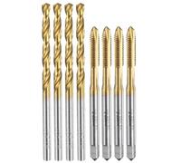 sourcing map Ensemble de tarauds et forets, 4 tarauds à vis métriques M4 x 0,7 et 4 forets hélicoïdaux de 3,3 mm, revêtement en titane HSS-6542