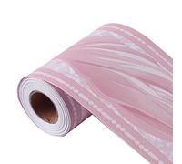 sourcing map Fond écran Bordure Autocollant Mur Couvrant PVC Sol Bordures pour Cuisine Toilette Chambre Mur Décor Papier 3.94 Pouce Par 32.8 Pied Rose Motif d'onde