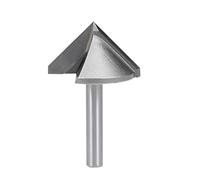 sourcing map Fraise à défoncer à rainure en V à 90 degrés de 32 mm de diamètre avec tige de 6 mm, embout en V en acier titane (gris)