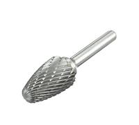 sourcing map Fraise Rotative Lime en carbure de tungstène à double coupe forme conique Tige de 6 mm et diamètre de tête de 16mm