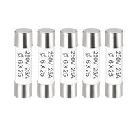sourcing map Fusibles à Cartouche Tube en Céramique 25A 250V 6x25mm, Fusible à Coupure Rapide Rechange Remplacement pour Amplificateur Lampe à Économie Énergie Ballast, 5 Pièces