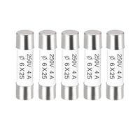 sourcing map Fusibles à Cartouche Tube en Céramique 4A 250V 6x25mm, Fusible à Coupure Rapide Rechange Remplacement pour Amplificateur Lampe à Économie Énergie Ballast, 5 Pièces