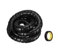 sourcing map Gaine de gestion de câble spirale avec ruban adhésif 9.8ft / 3 | Organisateur de cordon d'isolation en polypropylène pour câble d'alimentation et tuyau de gaz Noir