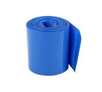 sourcing map Gaine Thermorétractable Emballage Batterie PVC Thermorétractable Tuyau Tube 45mm Plat Largeur pour 18650 Puissance Fourniture 2,1m Long Bleu