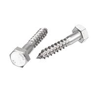 sourcing map Hexagonal Tire-fond M10 x 60mm 304 Inox Acier Demi-fil Autotaraudeuse Boulons pour Bois Vis 10Pcs