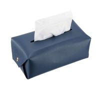 sourcing map Housse de boîte à mouchoirs rectangulaire en cuir synthétique avec bouton pour salle de bain, chambre à coucher, cuisine (bleu marine, 17 x 10 x 7 cm)