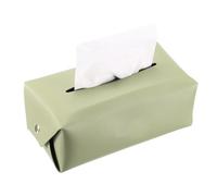 sourcing map Housse de boîte à mouchoirs rectangulaire en cuir synthétique avec bouton pour salle de bain, chambre à coucher, cuisine (vert clair, 22 x 12 x 7 cm)