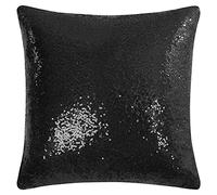 Sourcing Map Housses de coussin à paillettes brillantes et confortables en satin pour fête/Noël/Thanksgiving/Nouvel An, 40,6 x 40,6 cm, noir