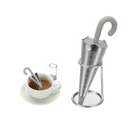 sourcing map Infuseur à thé parapluie en acier inoxydable avec poignée en silicone réutilisable à pores fins pour tasses à thé, théières, tasses, gris clair