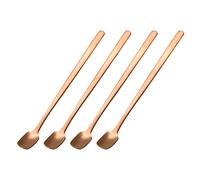sourcing map Inox Acier Agitateur Cuillère, 4Pcs 6-Pouce Long Poignée Cuillère Mélange Agitateur Carré Cuillères Café Cuillères Cocktail Glace Crème Cuillère à café pour Fête Bar (Rose Doré)