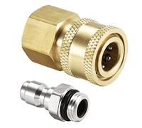 sourcing map Jardin Tuyau Laiton Connexion Rapide Ensemble M14x1.5 Mâle & M18x1.5 Femelle Filetage Acier Inoxydable Raccords Connecteurs Pression Laveuse Adaptateur Déconnexion Rapide Kit