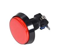sourcing map Jeu Bouton Poussoir 60mm Bouton Poussoir Interrupteur Rouge | 1Pcs, avec Micro Interrupteur pour Arcade Vidéo Jeu, Rond, 12V LED Illuminé