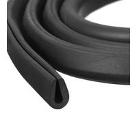 Sourcing map Joint de garniture de bord en U, Bande de joint d'étanchéité en caoutchouc de 4 m de longueur, Type rond, convient pour un bord de 3 mm, (7 mm L x 10 mm H) Noir