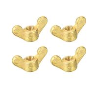 sourcing map Laiton Aile Écrous, M6 Papillon Écrou Main Torsion Serrer Attaches pour Meubles, Machinerie, Électronique Equipment, 4Pcs