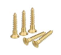 sourcing map Laiton Bois Vis 25pcs M4 x 25mm Fente Entraînement Plat Tête