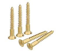 sourcing map Laiton Bois Vis, 25pcs M4 x 30mm Fente Entraînement Plat Tête Auto Taraudage Vis Tête Fraisée pour Travail Bois Meubles