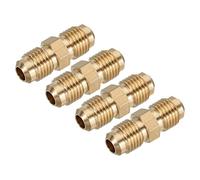 sourcing map Laiton Tube Coupleur, 1/4" Flare x 1/4" Flare Mâle Connecteur Pipe Couplage Raccord Union Gaz Adaptateur pour HVAC Climatisateur, Paquet de 4