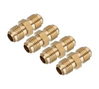 sourcing map Laiton Tube Coupleur, 5/16" Flare x 5/16" Flare Mâle Connecteur Tuyau Couplage Raccord Union Gaz Adaptateur pour HVAC Climatisateur, Paquet de 4