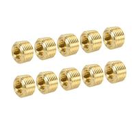sourcing map Laiton Tuyau Bouchon 1/8" NPT Mâle Filetage Hexagonal Interne Tête Douille Raccord pour Eau Air Carburant Conduite Paquet 10