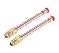 sourcing map Laiton Tuyau Raccord 45 Degré 1/4 SAE Flamme Mâle Fil Tubes Adaptateur avec Tube Welded, pour Climatisateur Réfrigération 2Pcs